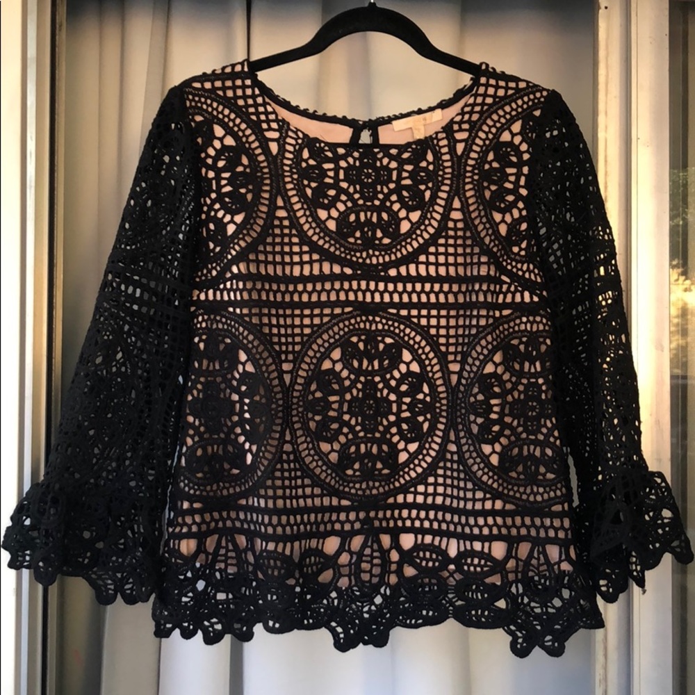 Eyelet/Lace Black Blouse